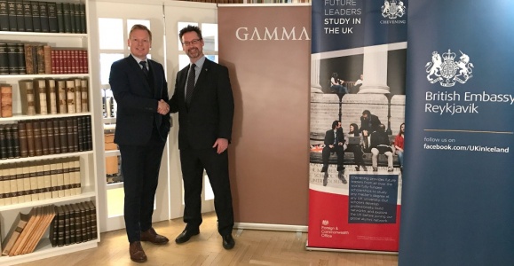 Gísli Hauksson CEO of GAMMA (left) and Ambassador Michael Nevin at the signing of the agreement. Gísli Hauksson CEO of GAMMA (left) and Ambassador Michael Nevin at the signing of the agreement.